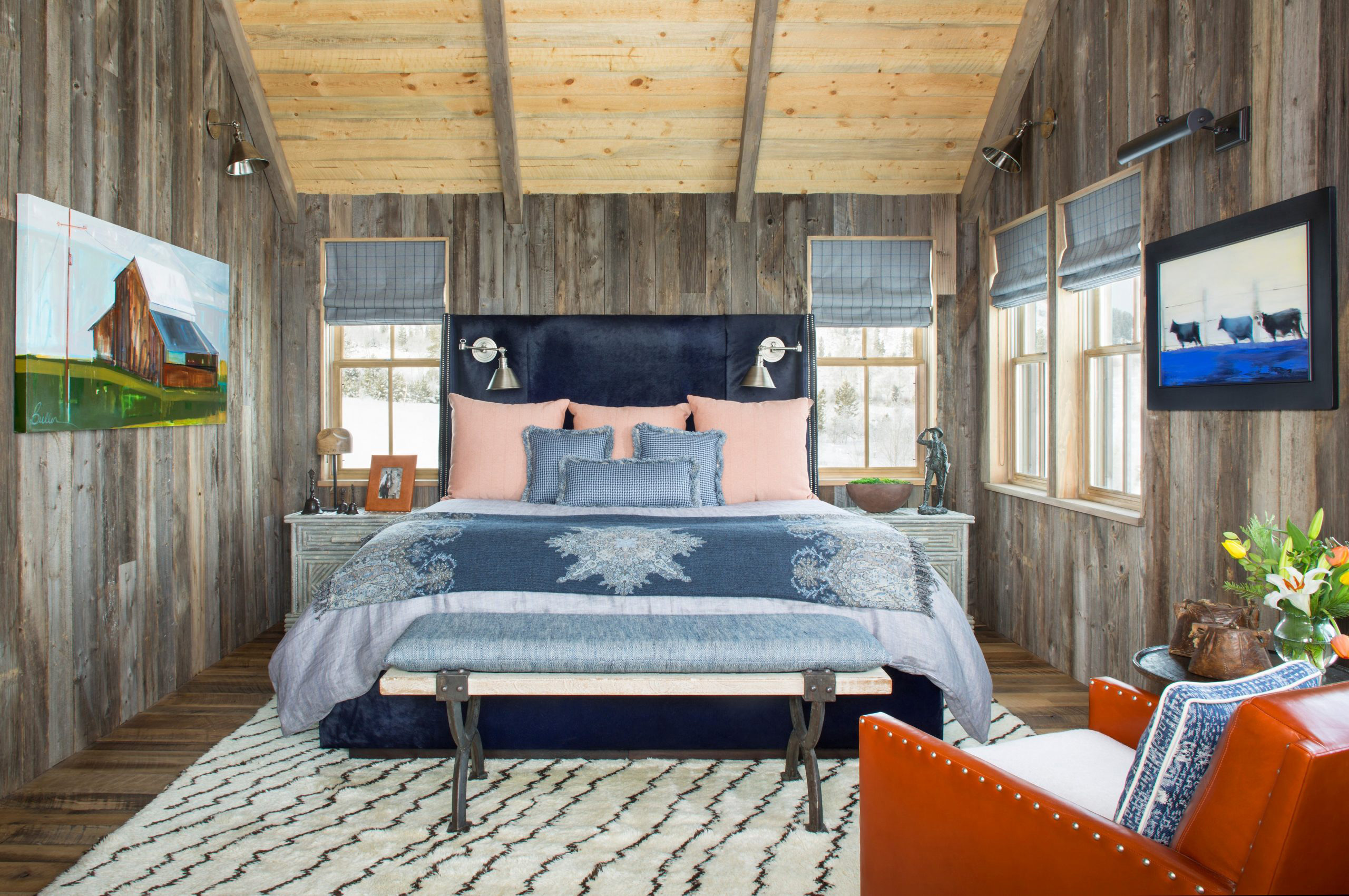 Modern Mountain/Rustic Primary Bedroom in a Colorado Ranch Cabin