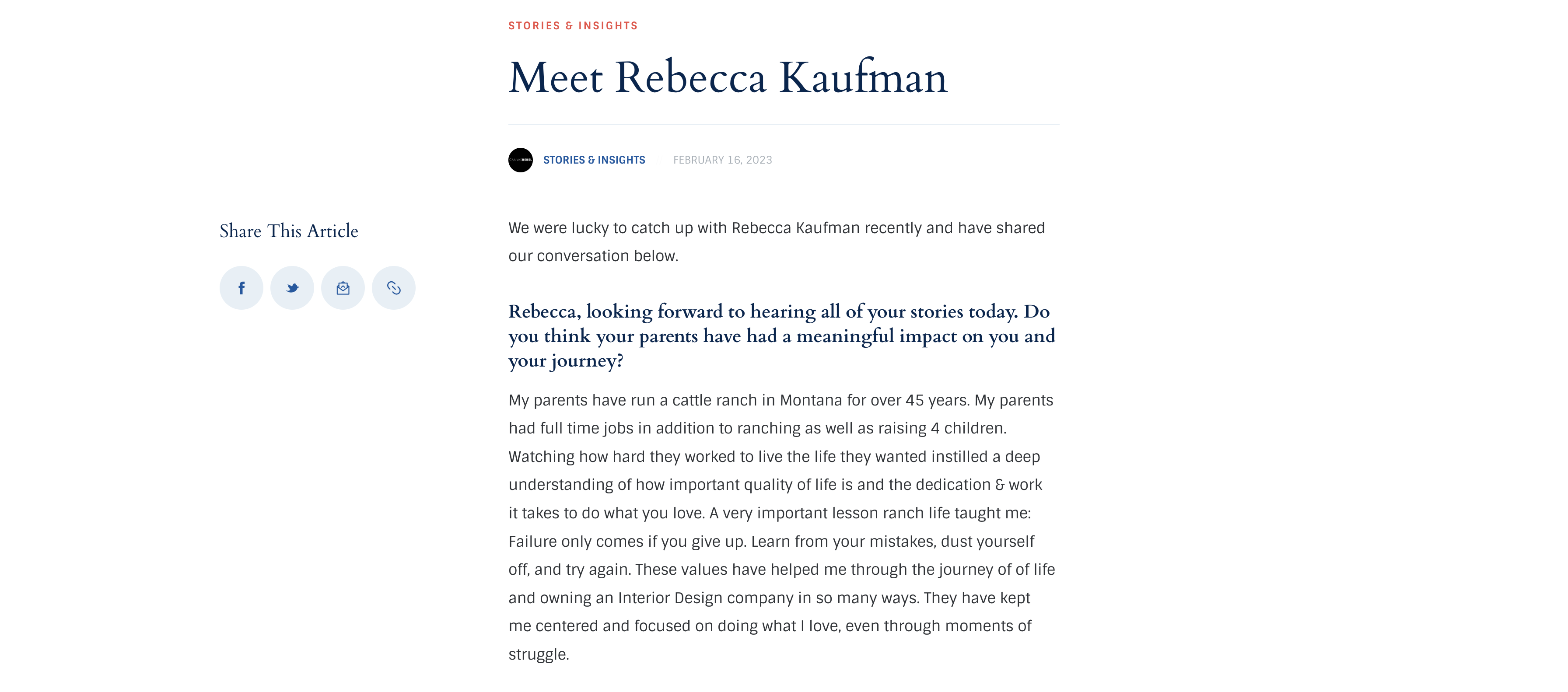 Interview text between Rebecca Kaufman, interior designer, & Canvas Rebel Magazine